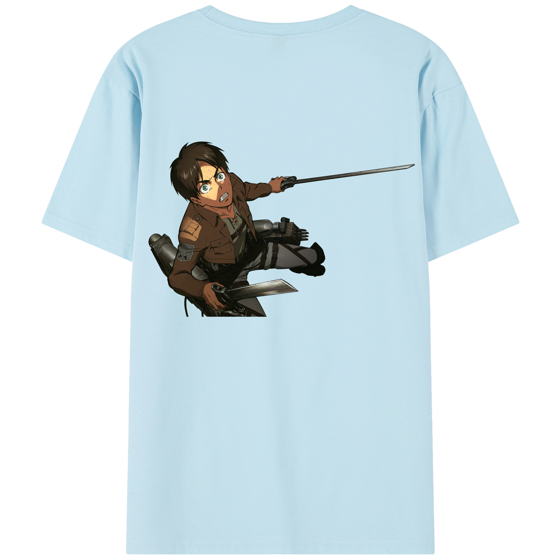 （画像用） 進撃の巨人 エレン･イェーガー Attack on Titan Eren Jäger 綿100％半袖Tシャツ（背面プリント）